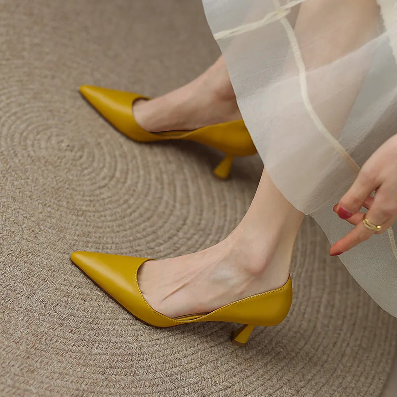 FEDONAS Basic Women Pumps Spring Summer Dress Office Ladies Pointed Toe Thin Heels Genuine Leather Shoes Woman Fashion Elegant