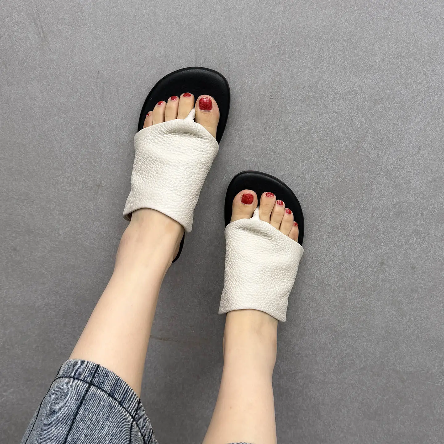 Birkuir Retro Flip Flops Women Slippers Flat Heels Slides Loafers Slip On Genuine Leather 2026 Summer Outdoor Flats Beach Slides