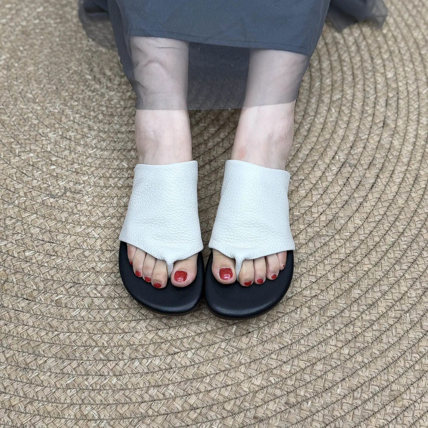 Birkuir Retro Flip Flops Women Slippers Flat Heels Slides Loafers Slip On Genuine Leather 2026 Summer Outdoor Flats Beach Slides