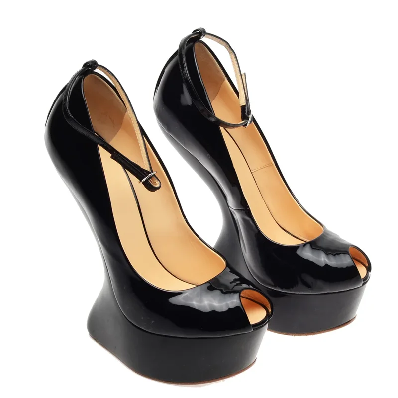 Platform Fretwork Heels Peep Teo Pums Sexy Pointed Toe Leather Solid Accept Custaomized New Arrivals Fashion Women Runway Shoes