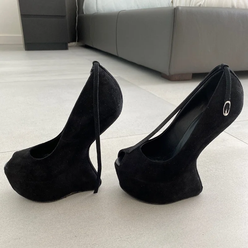 Platform Fretwork Heels Peep Teo Pums Sexy Pointed Toe Leather Solid Accept Custaomized New Arrivals Fashion Women Runway Shoes
