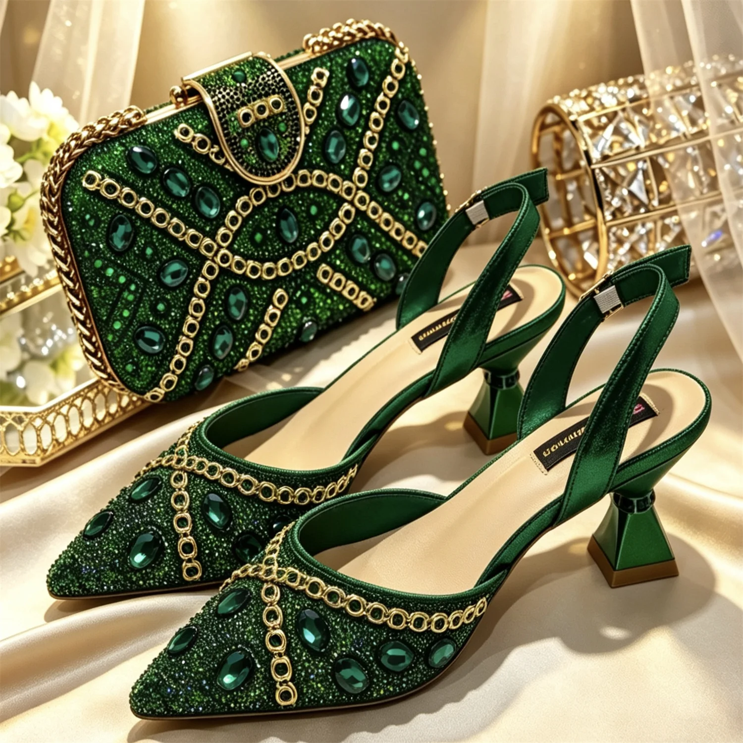 Fashionable Women's Pointed Toe Shoe and Bag Set - High-Quality Stylish Footwear and Accessory Collection