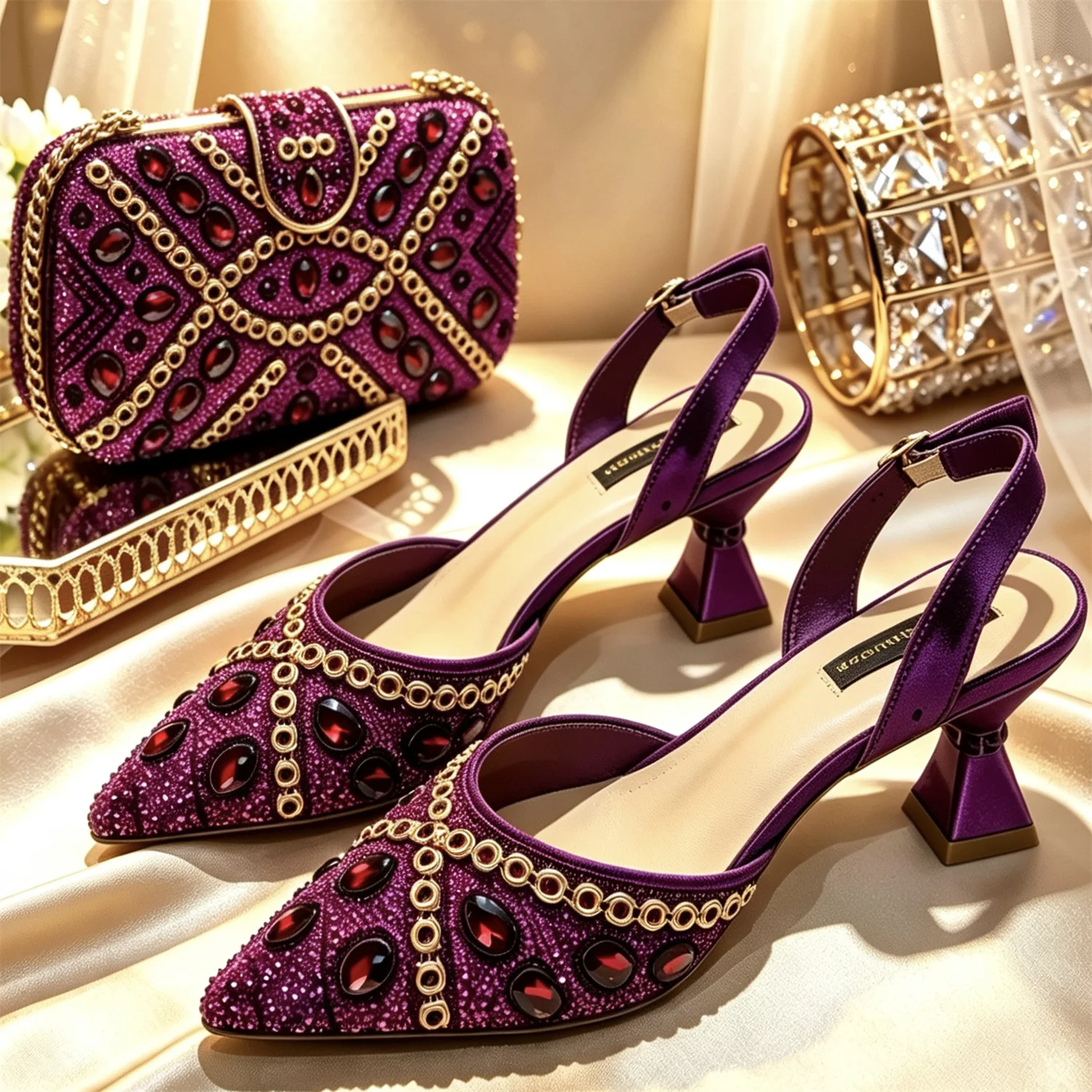Fashionable Women's Pointed Toe Shoe and Bag Set - High-Quality Stylish Footwear and Accessory Collection