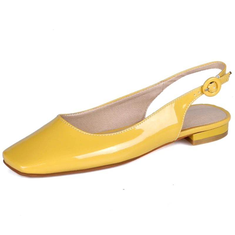 Comfortable Women's Flats Shoes Handmade Quality Casual Patent Yellow Nude Flat Loafer Shoes Ladies Large Size 43 Classic Design