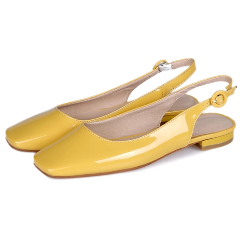 Comfortable Women's Flats Shoes Handmade Quality Casual Patent Yellow Nude Flat Loafer Shoes Ladies Large Size 43 Classic Design