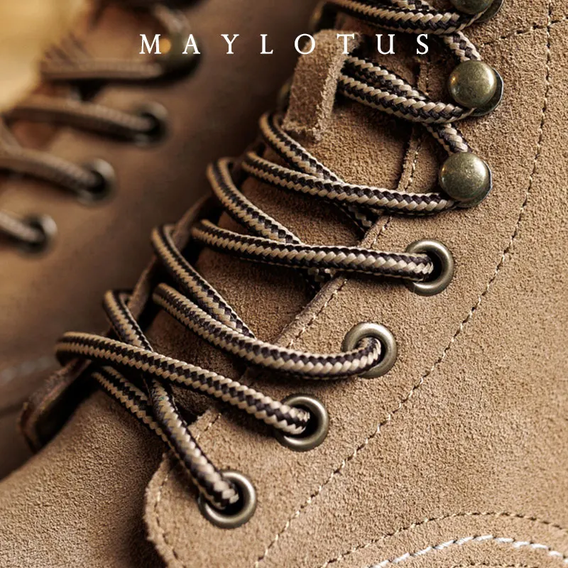 Suede Boot Goodyear-Welted Motorcycle Rugged Heritage Boots Vintage Suede Leather Punk Boot For Men Cowhide Mid-Cut Shoes