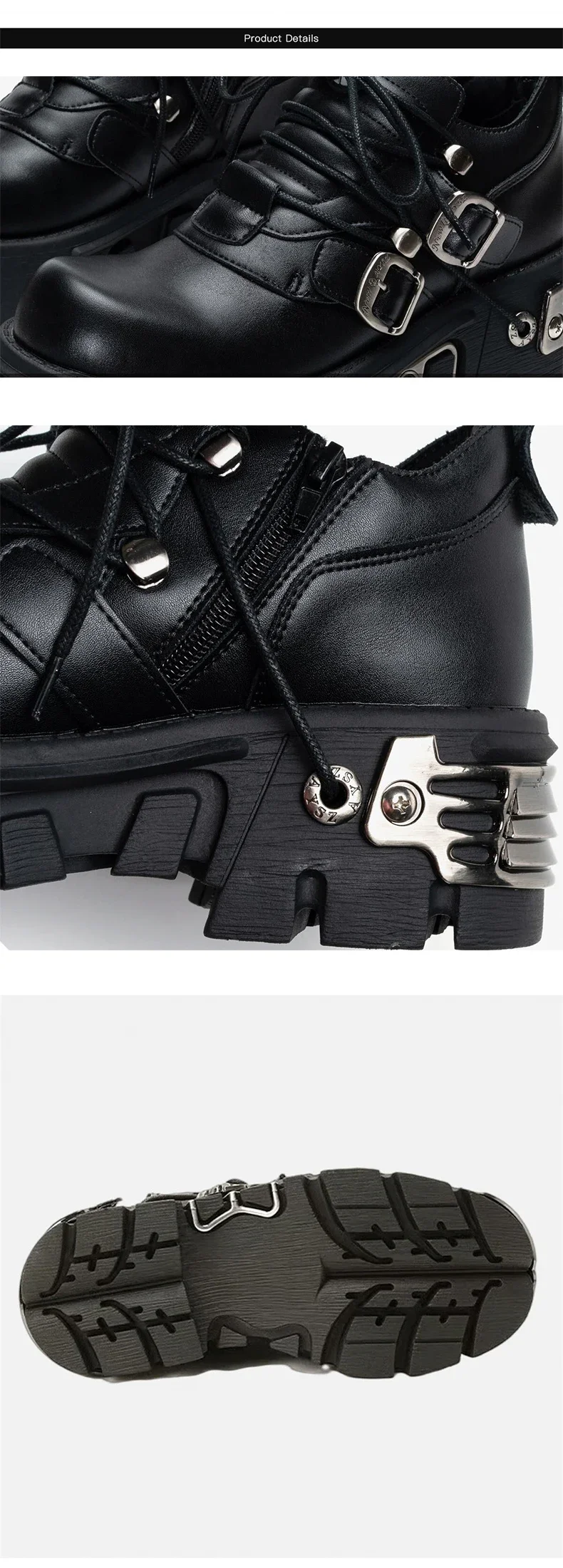 2025 New Dark Punk Style Woman Gothic Flame Carved Vintage Rock Boots Leather Shoes Metal Niche Low Top Platform Shoes