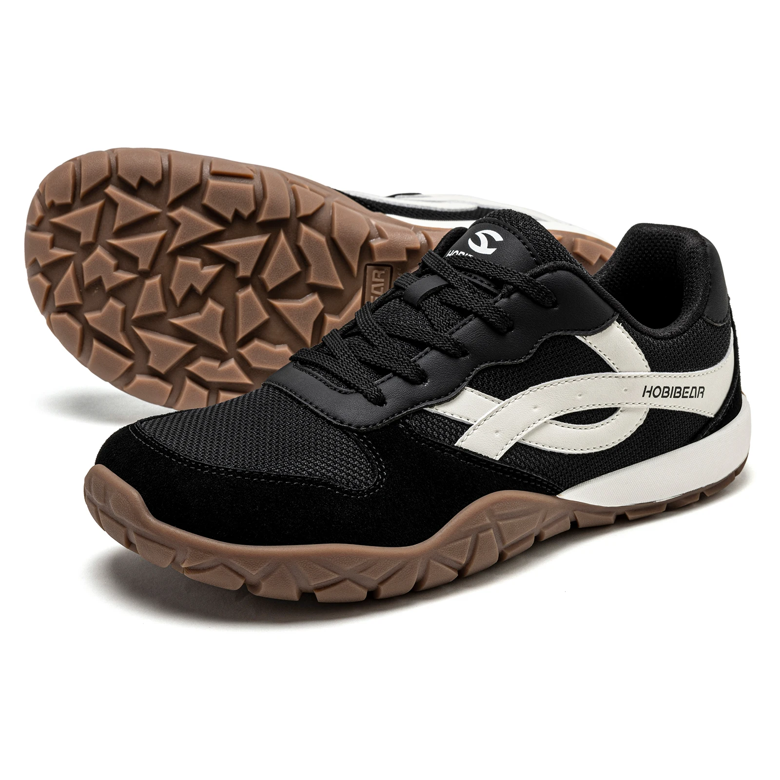HOBIBEAR Wide Toe Hiking Sneakers Unisex Trekking Trail Running Shoes Barefoot Artificial Leather Outdoor Walking Sneakers