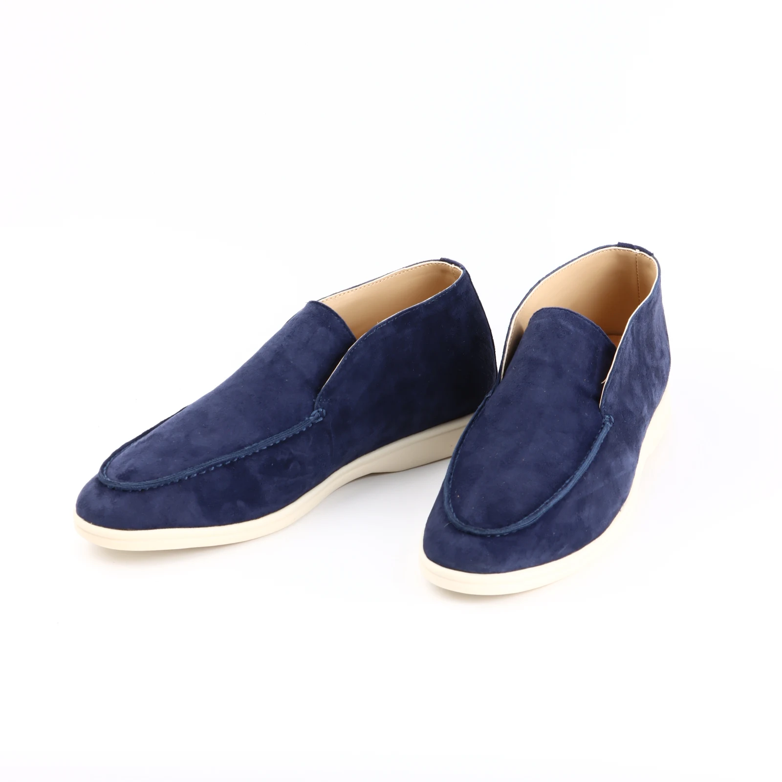 Men's Suede Leather round Toe Mule Loafers High Top Comfortable Flat Shoes Women's Lazy Boots