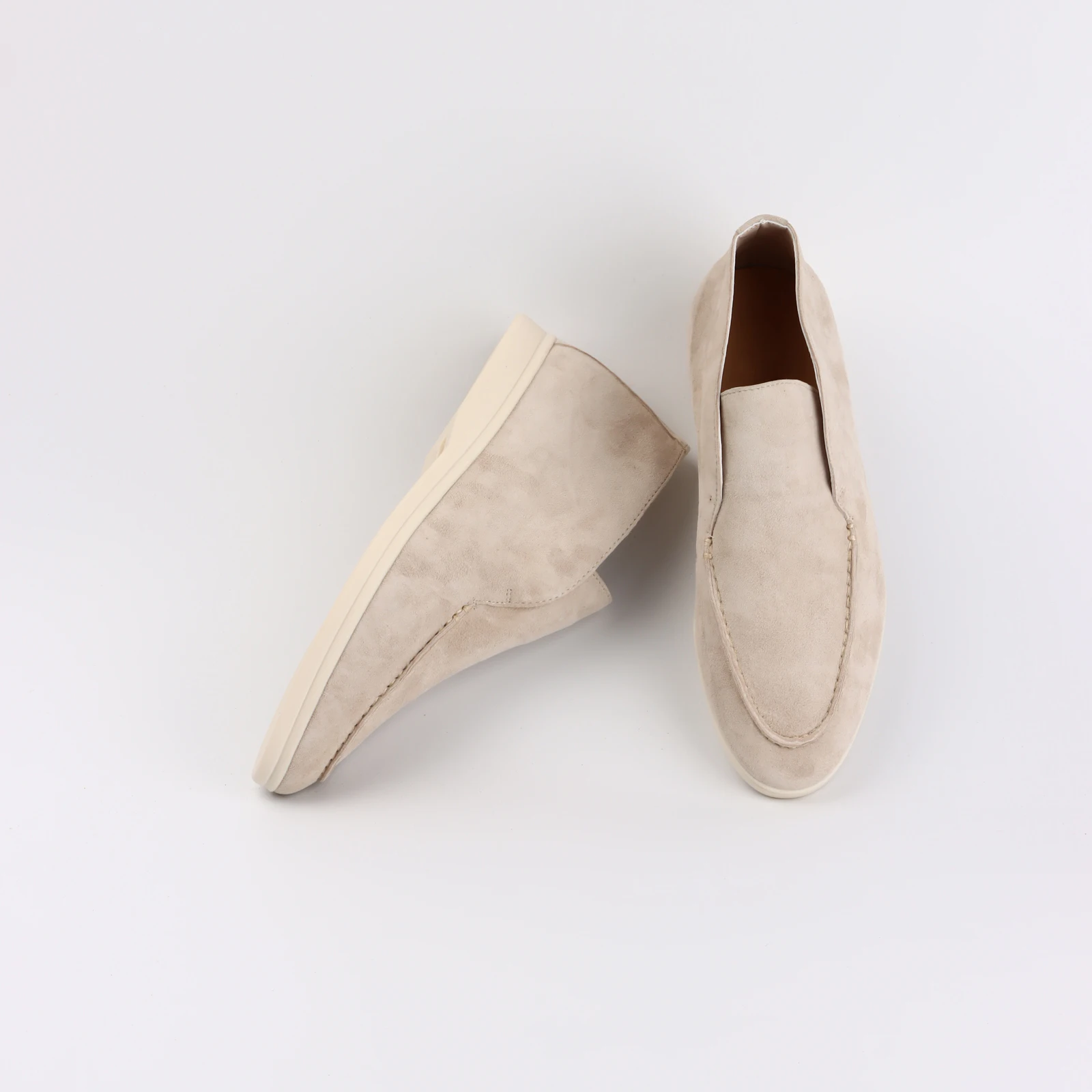 Men's Suede Leather round Toe Mule Loafers High Top Comfortable Flat Shoes Women's Lazy Boots