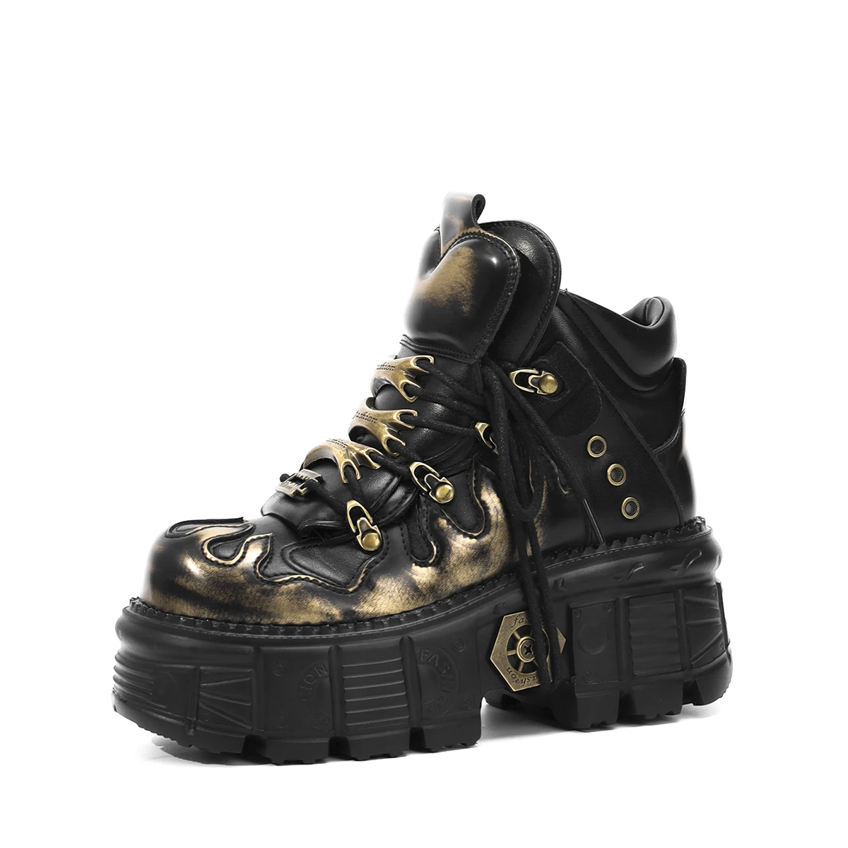 Popular Slip-On Motorcycle Style Layered Wear-Resistant Retro Spanish Short Boots Dark Metal Punk for Men and Women