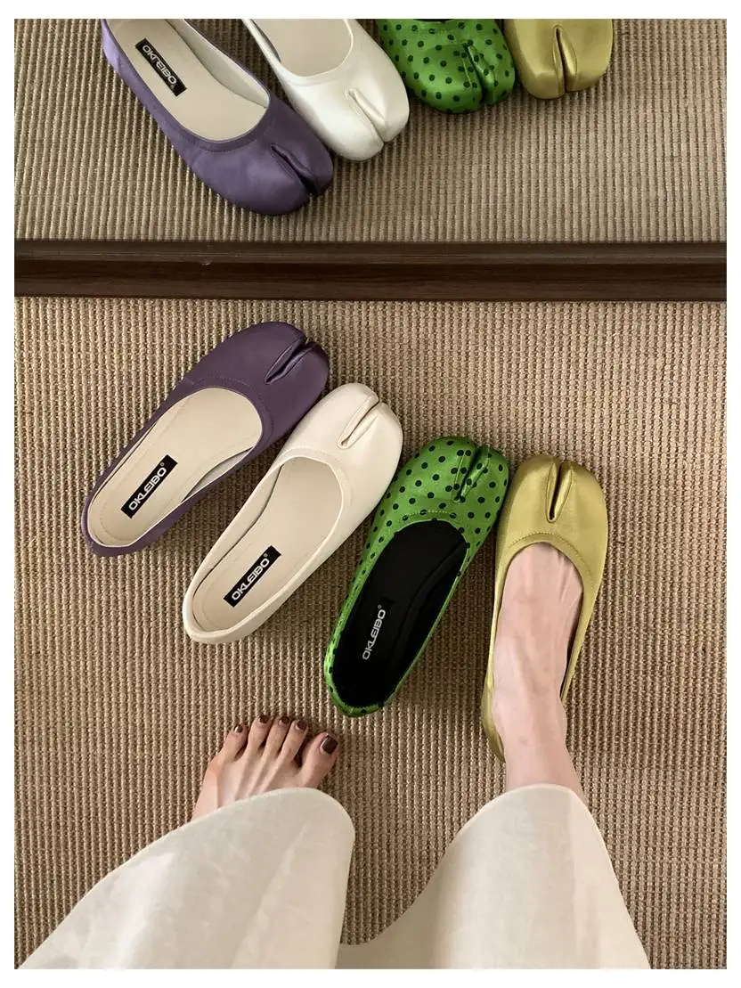 2026 Fashion Tabi Ninja Shoes Woman Flats Ballet Split Toe Ballerinas Ladies Round Heeled Loafers Tacones Female Moccasins Mujer