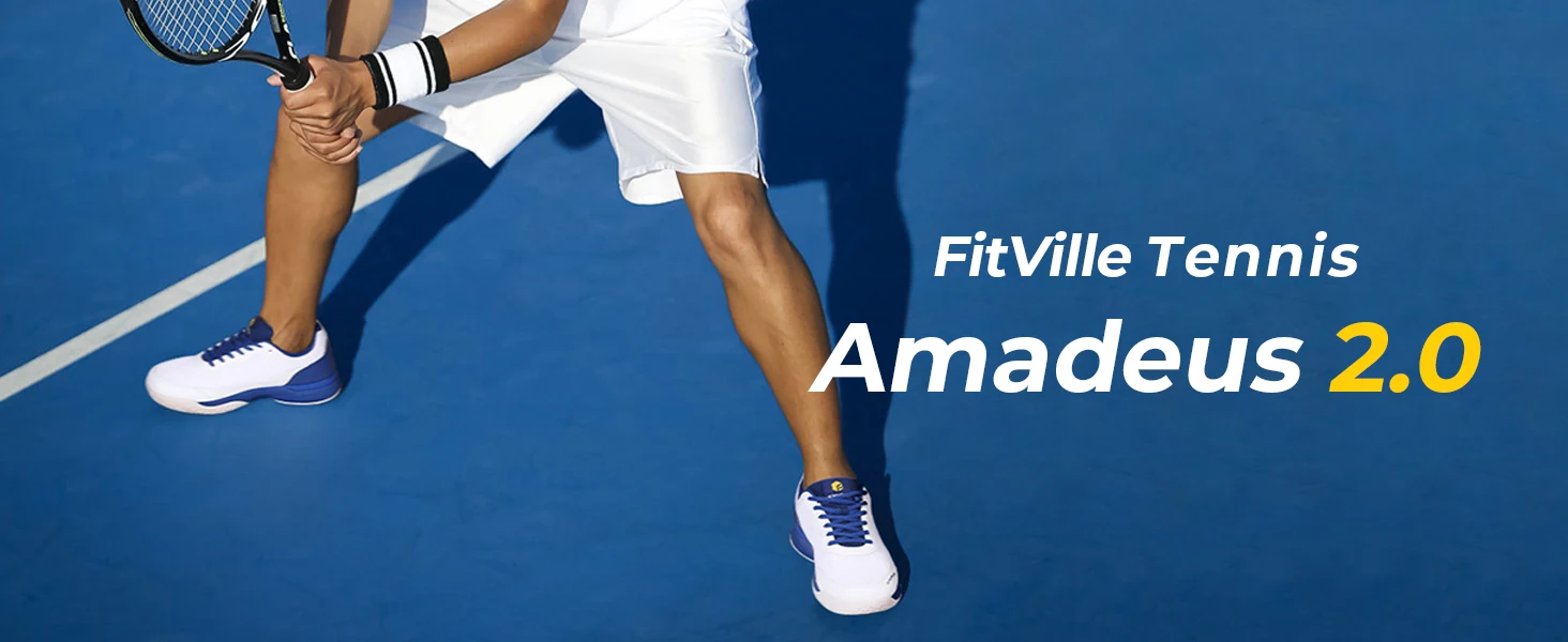 FitVille Wide Width Men's Tennis Shoes Professional Training Sneakers Breathable Non-Slip For Racquet Sport Arch Support