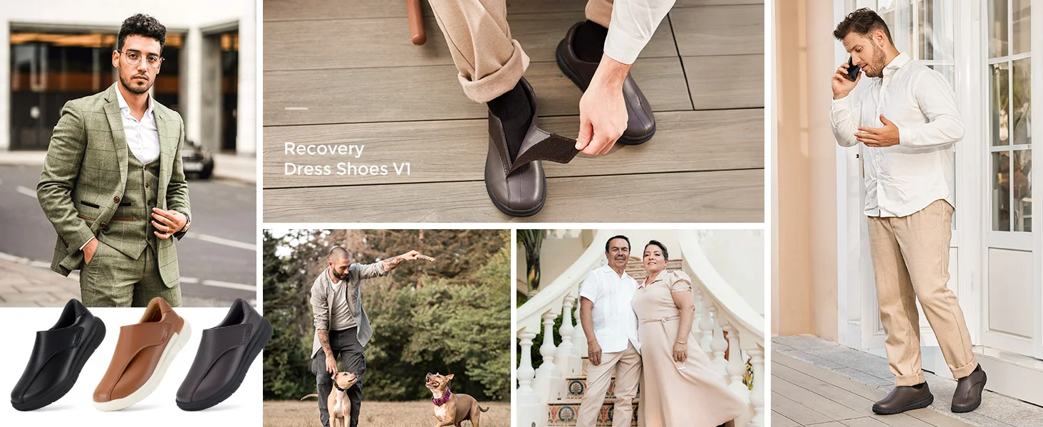 FitVille Men'S Diabetic Slip-On Oxford Dress Shoes, Adjustable Fit Comfort Business Formal & Wedding Casual Sneakers, Professional Orthopedic Footwear With Roomy Toe Box For Swollen & Wide Feet