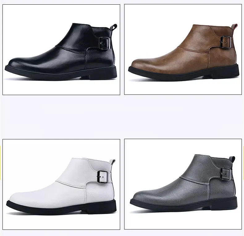 Fashion Men Boots Cow Leather & Fur Plush Winter Warm Black Casual Shoes Party Street Boys Big Size 37-48