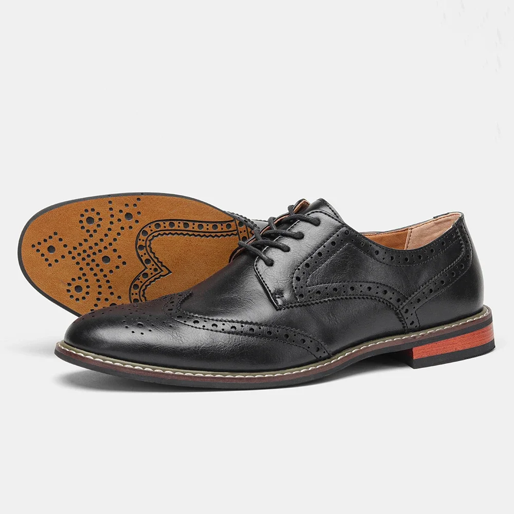 Size 7~13 Brogue Dress Shoes Man Wedding Leather Social Shoe Male