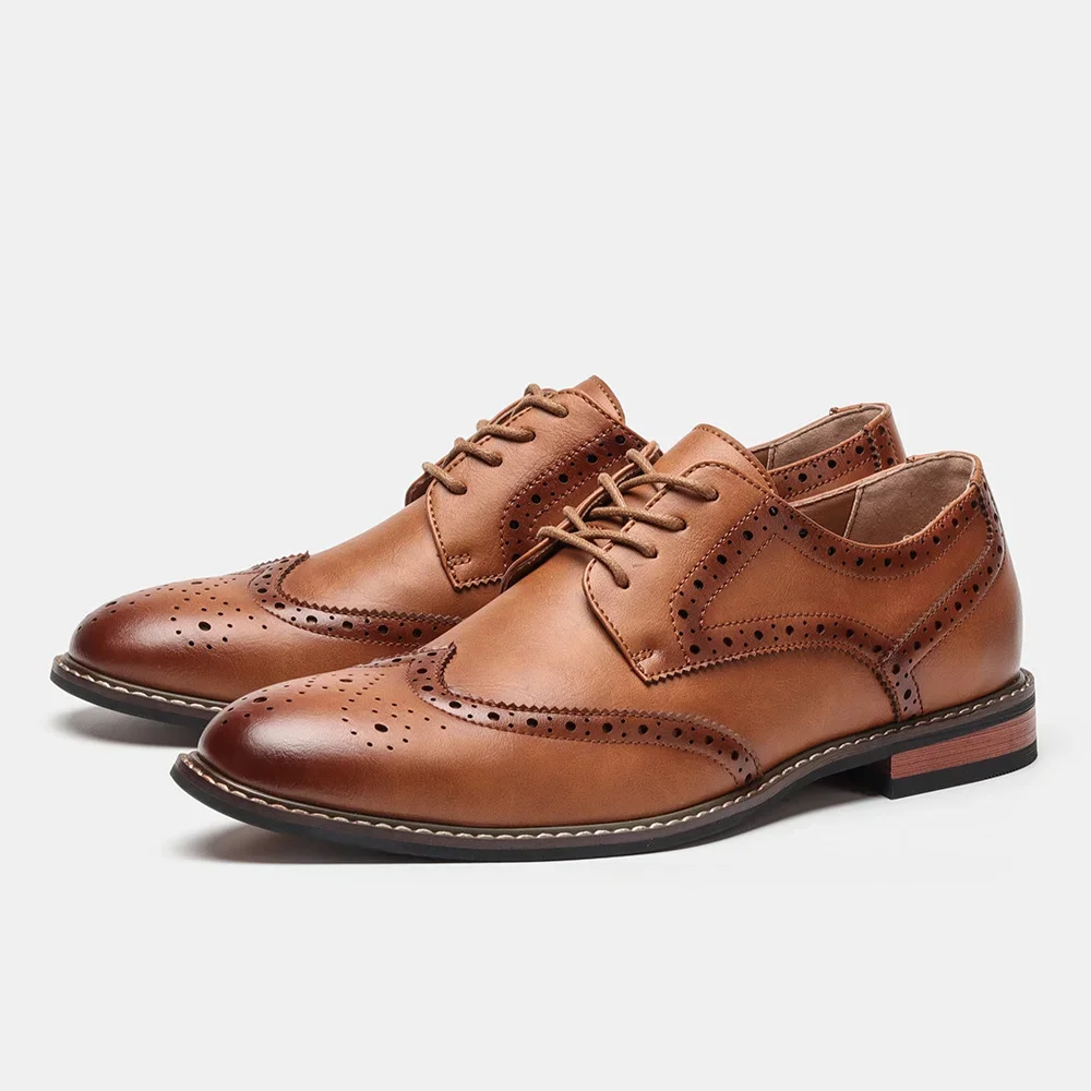 Size 7~13 Brogue Dress Shoes Man Wedding Leather Social Shoe Male