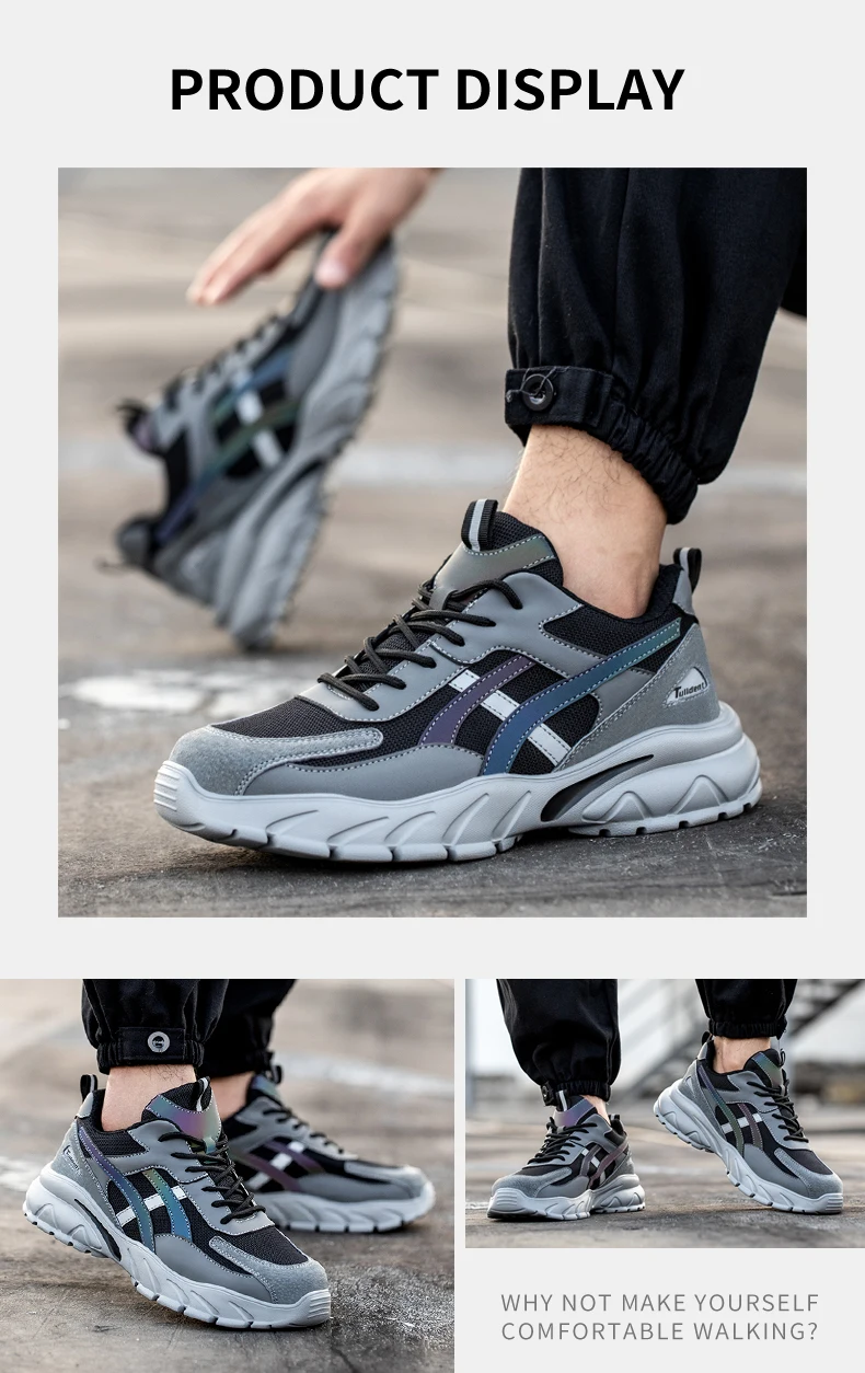 Safety Shoes Men Boots Women Plastic toe cap Sport Snekers Puncture Proof Crash Proof Light Wear Resistant Industrial Quality