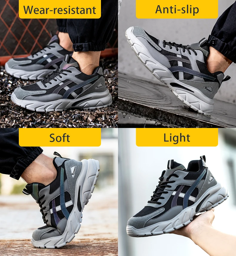 Safety Shoes Men Boots Women Plastic toe cap Sport Snekers Puncture Proof Crash Proof Light Wear Resistant Industrial Quality