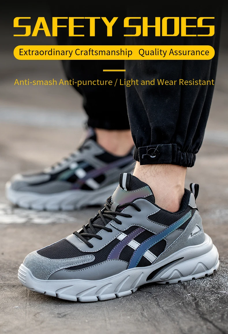 Safety Shoes Men Boots Women Plastic toe cap Sport Snekers Puncture Proof Crash Proof Light Wear Resistant Industrial Quality