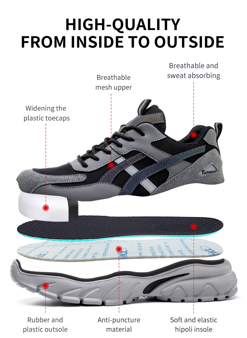 Safety Shoes Men Boots Women Plastic toe cap Sport Snekers Puncture Proof Crash Proof Light Wear Resistant Industrial Quality