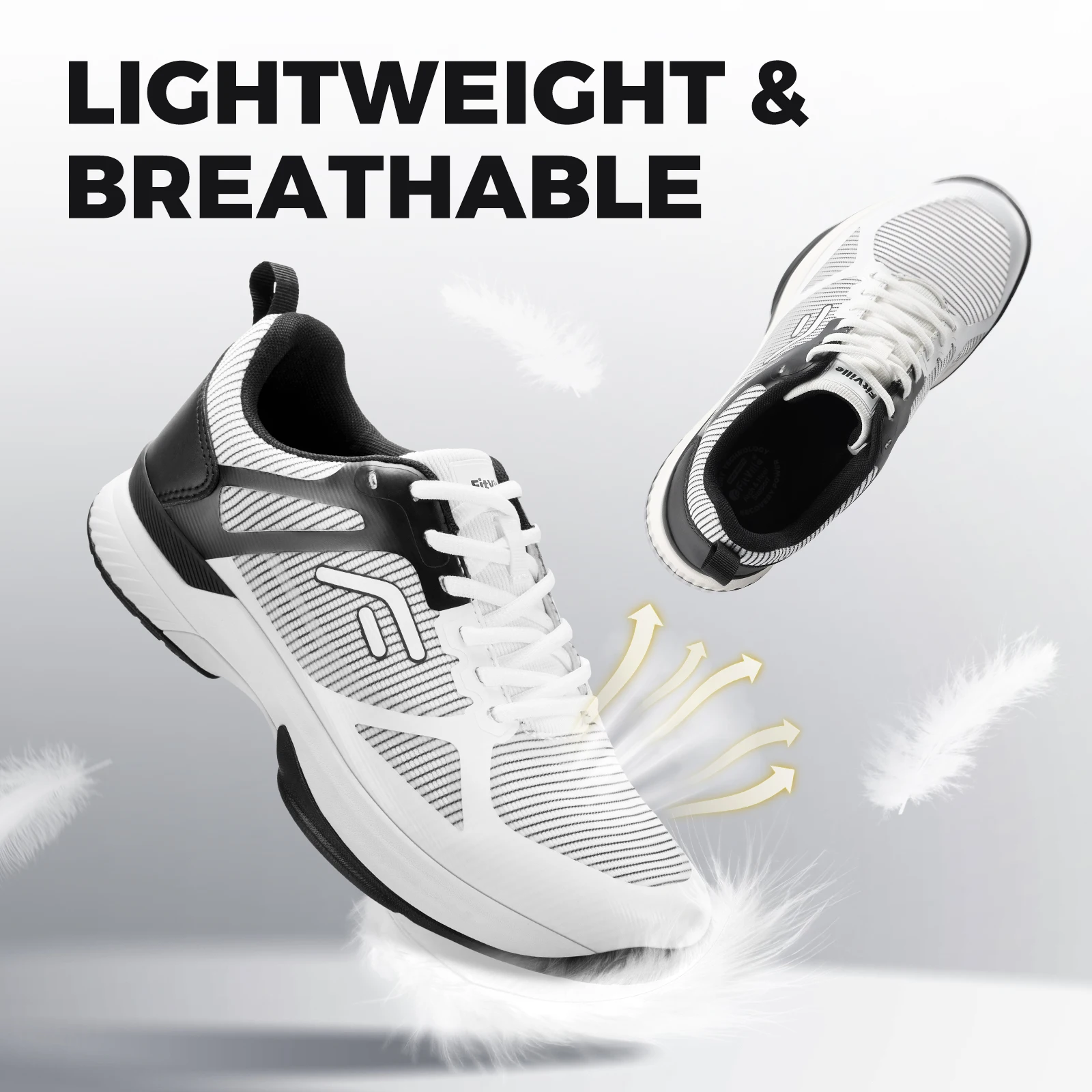 FitVille Men's Wide Pickleball Shoes Tennis Shoes Full Court Tennis Sneakers with Arch Support Lightweight Non-slip Sports Shoe