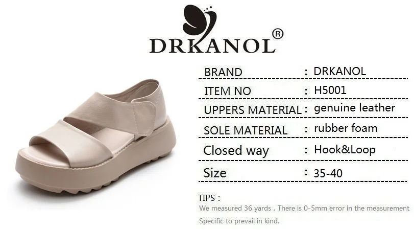 DRKANOL Women Platform Sandals 2026 Summer Wedges Heel Open Toe Shoes 100% Genuine Leather Casual Sandals Female Handmade Retro