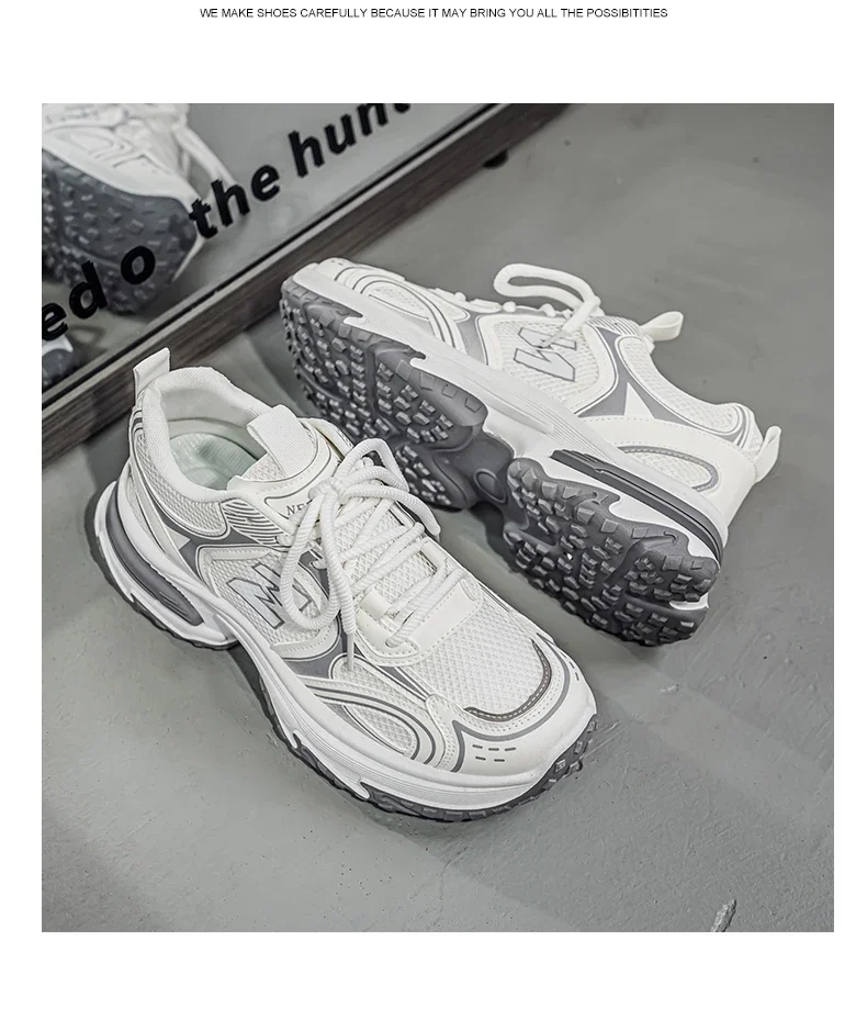 Hight Street Men's Mesh Chunky Sneakers Brand New Breathable Light Outdoor Running Shoes Student Soft-sole Sports Running Shoes