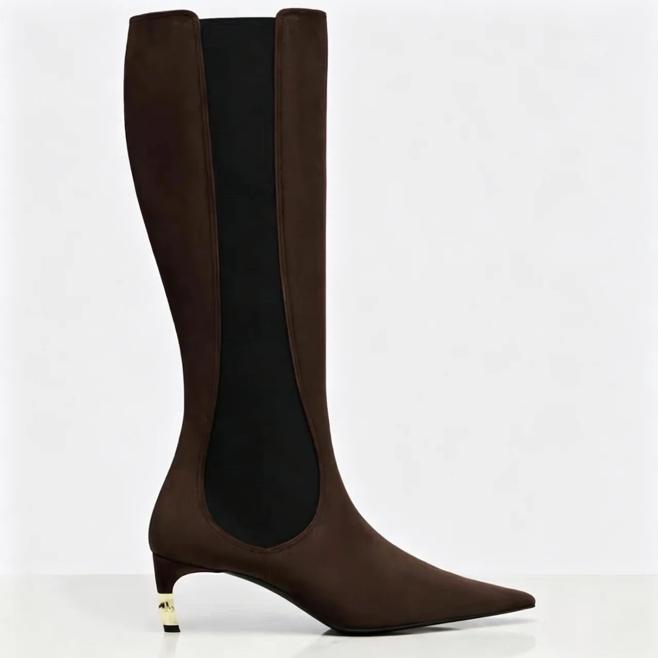 2026 Women's New Low Heel Short Boots with Pointed Kitten Heels and Elastic Fabric Women's Medium and Long Boots