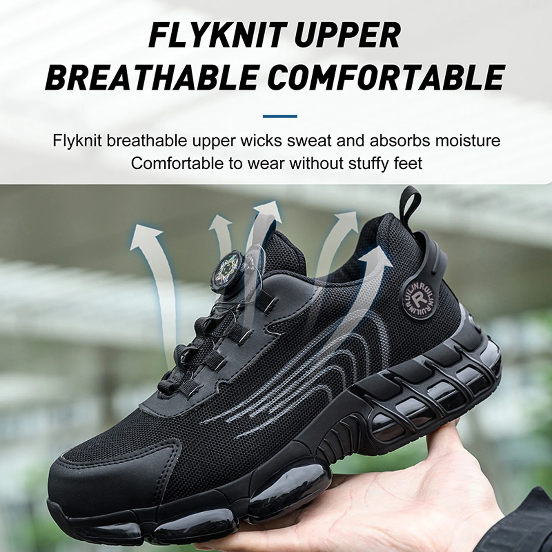 Wear Resistant Durable Steel Toe Work Shoes for Men Women Impact Resistant Steel Toe Cap Lightweight Comfortable Industrial Safety Sneakers All Seasons Construction Footwear Full Sizes Available Perfect Father’s Day Gift for Hard Workers