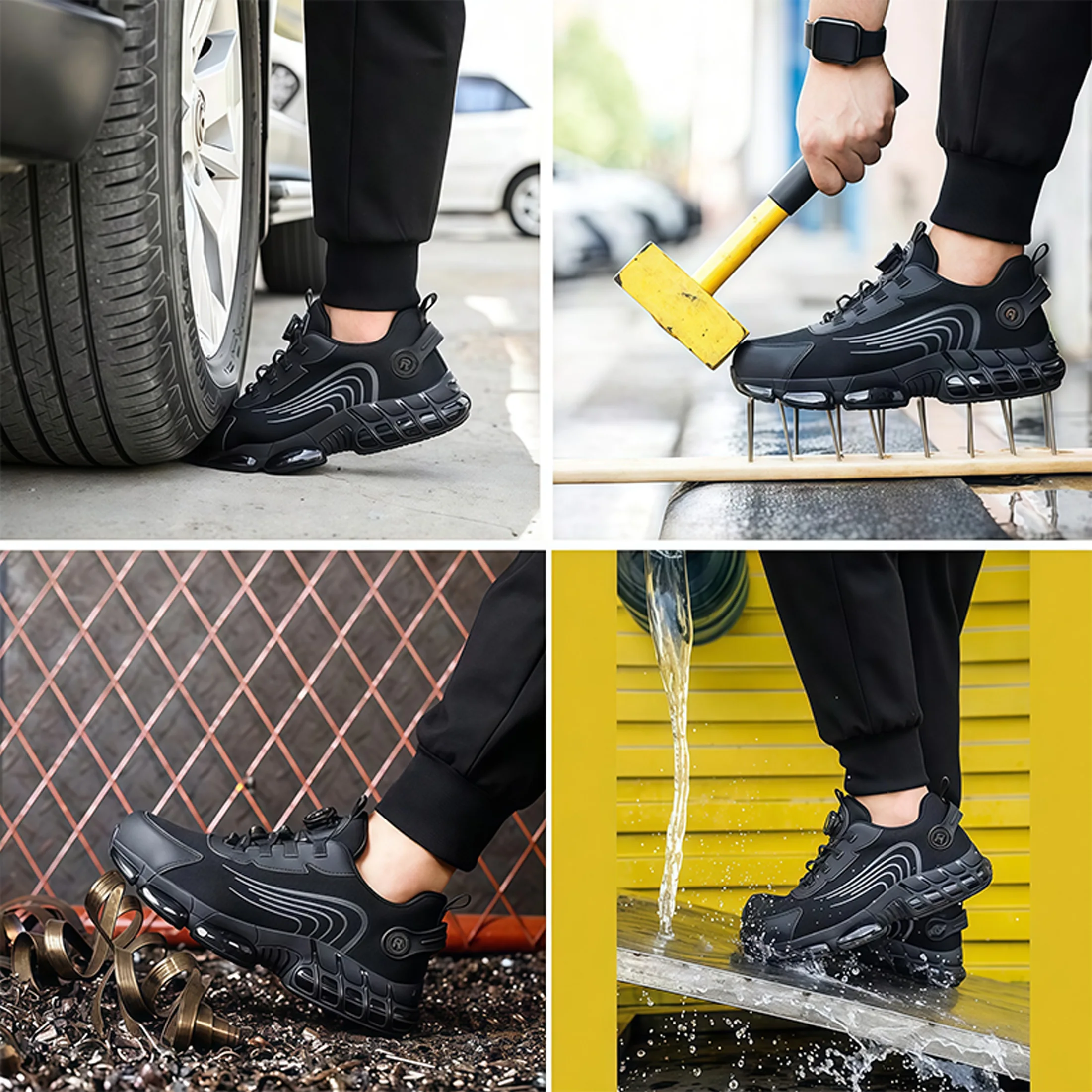 Wear Resistant Durable Steel Toe Work Shoes for Men Women Impact Resistant Steel Toe Cap Lightweight Comfortable Industrial Safety Sneakers All Seasons Construction Footwear Full Sizes Available Perfect Father’s Day Gift for Hard Workers