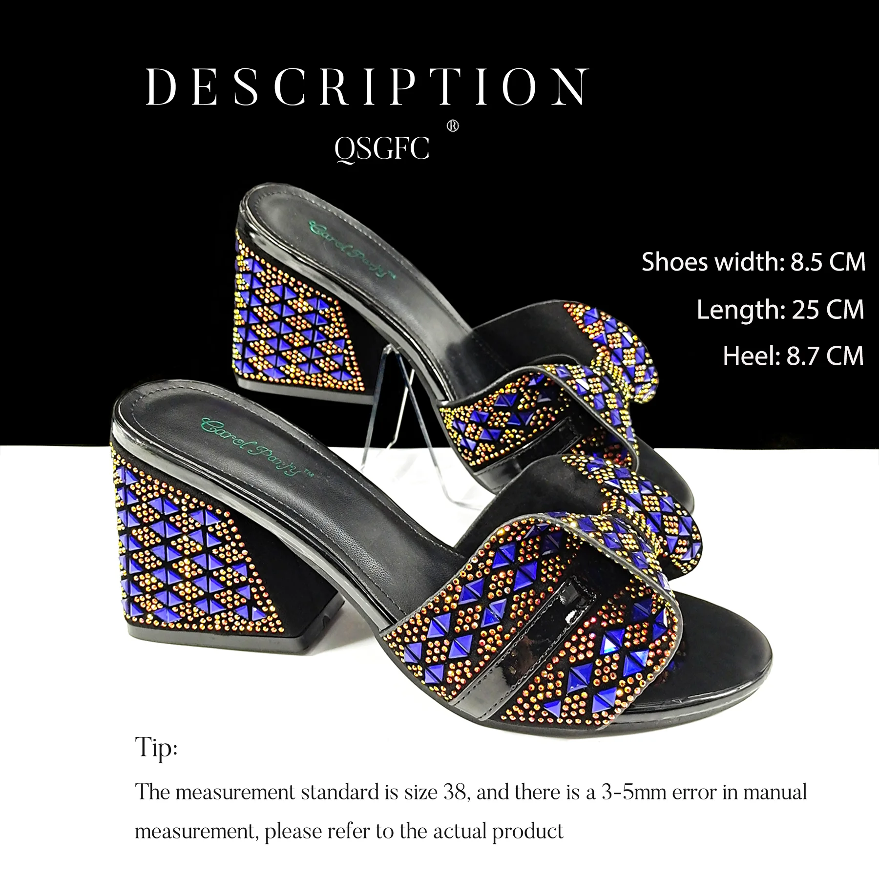 QSGFC Italian Fashion Banquet Shoes and Bags African Women's Hand Bags with Rhinestone Decoration and Women's High Heels