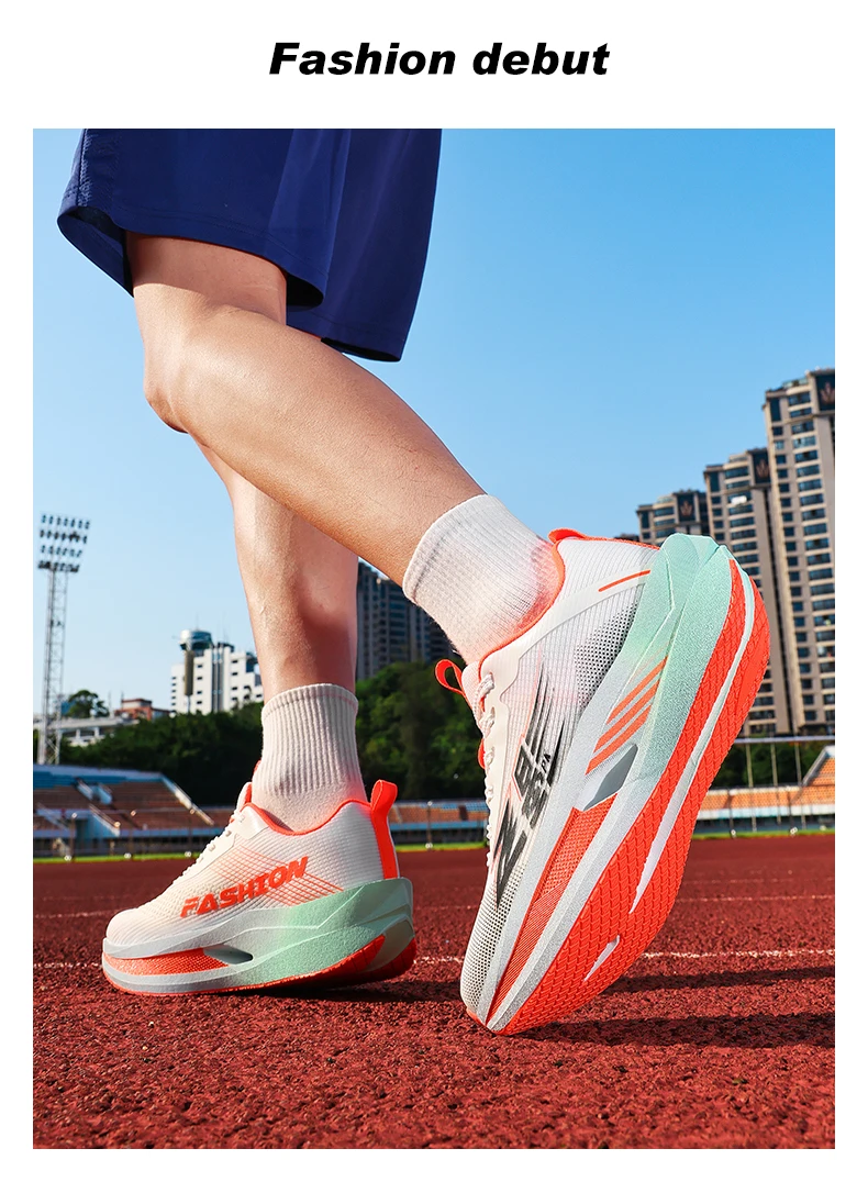 Men Carbon Plate Running Shoes Breathable Athletic Sneakers Shock Absorb Trainers Outdoor Marathon Jogging Women Tennis Shoes