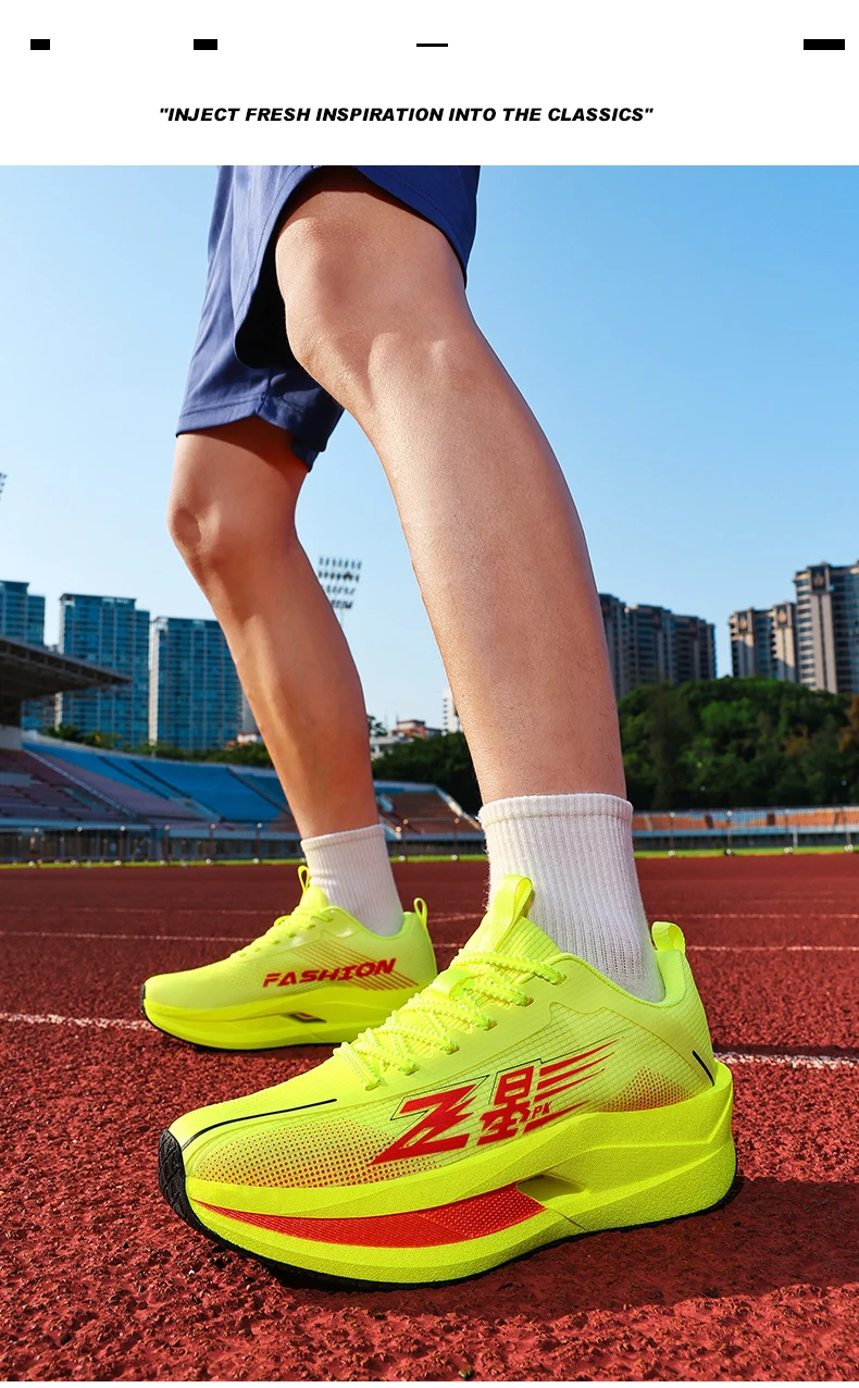 Men Carbon Plate Running Shoes Breathable Athletic Sneakers Shock Absorb Trainers Outdoor Marathon Jogging Women Tennis Shoes