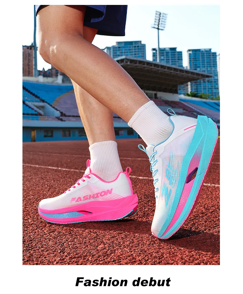 Men Carbon Plate Running Shoes Breathable Athletic Sneakers Shock Absorb Trainers Outdoor Marathon Jogging Women Tennis Shoes