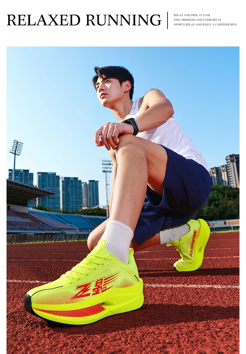 Men Carbon Plate Running Shoes Breathable Athletic Sneakers Shock Absorb Trainers Outdoor Marathon Jogging Women Tennis Shoes