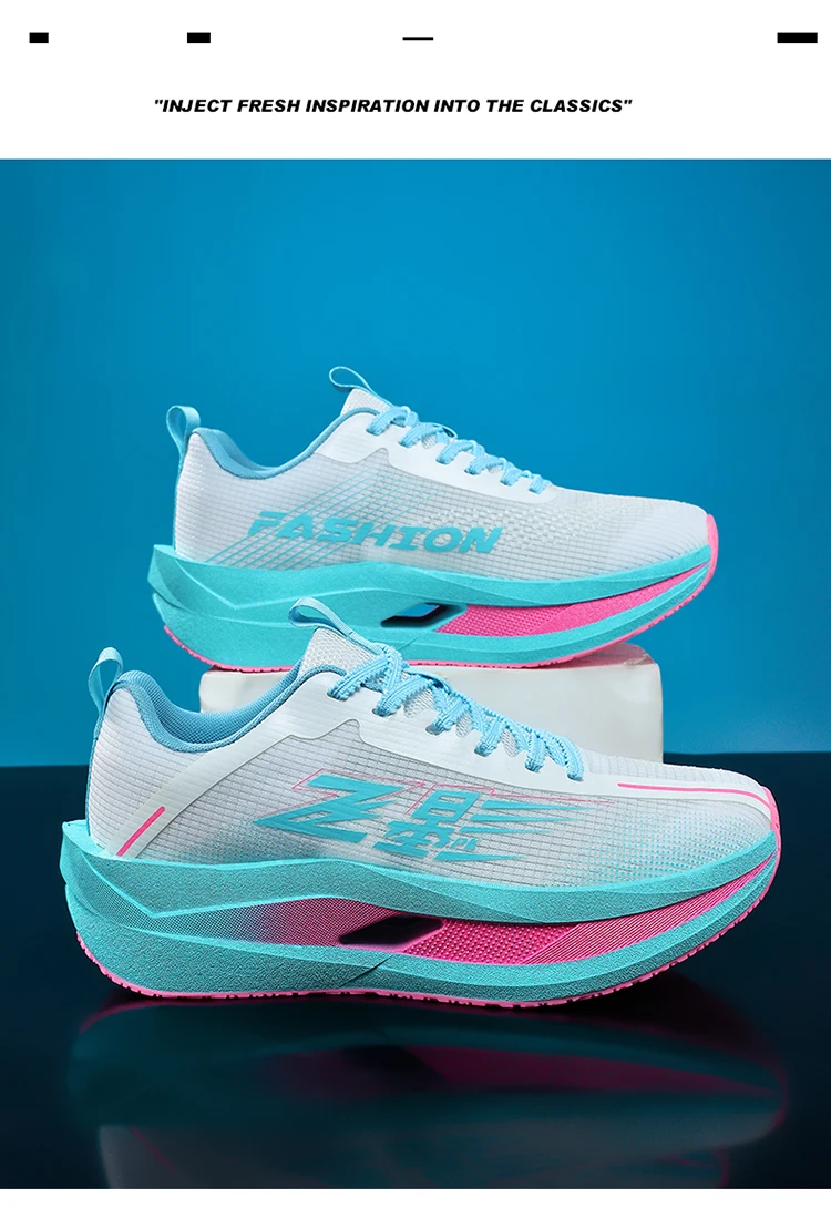 Men Carbon Plate Running Shoes Breathable Athletic Sneakers Shock Absorb Trainers Outdoor Marathon Jogging Women Tennis Shoes