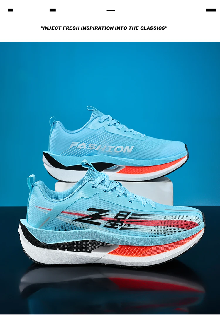 Men Carbon Plate Running Shoes Breathable Athletic Sneakers Shock Absorb Trainers Outdoor Marathon Jogging Women Tennis Shoes