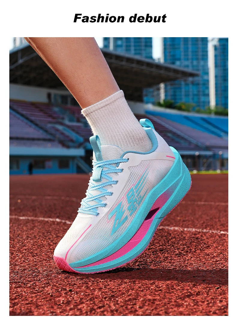 Men Carbon Plate Running Shoes Breathable Athletic Sneakers Shock Absorb Trainers Outdoor Marathon Jogging Women Tennis Shoes