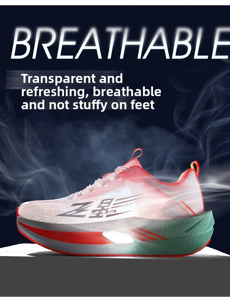 Men Carbon Plate Running Shoes Breathable Athletic Sneakers Shock Absorb Trainers Outdoor Marathon Jogging Women Tennis Shoes