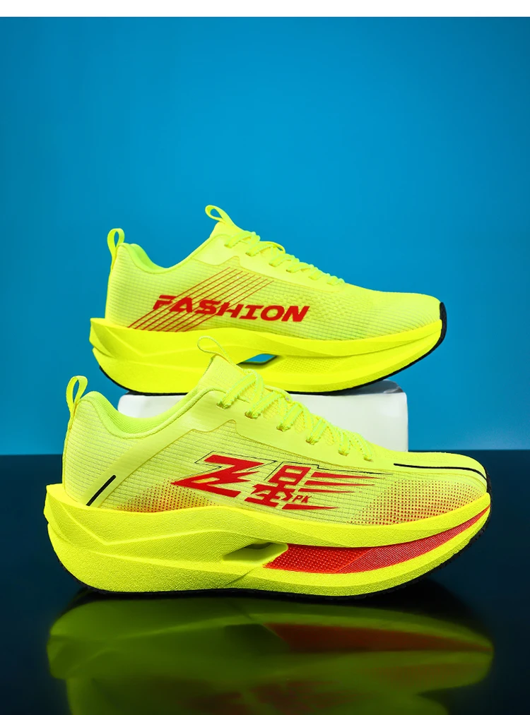 Men Carbon Plate Running Shoes Breathable Athletic Sneakers Shock Absorb Trainers Outdoor Marathon Jogging Women Tennis Shoes