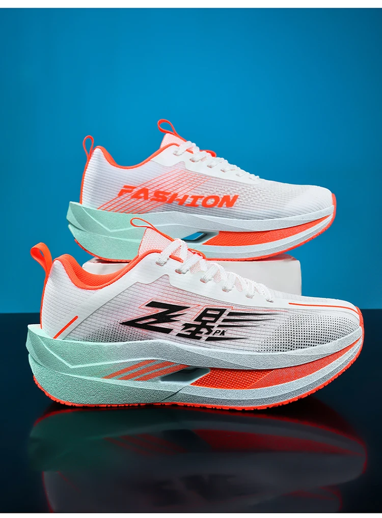 Men Carbon Plate Running Shoes Breathable Athletic Sneakers Shock Absorb Trainers Outdoor Marathon Jogging Women Tennis Shoes