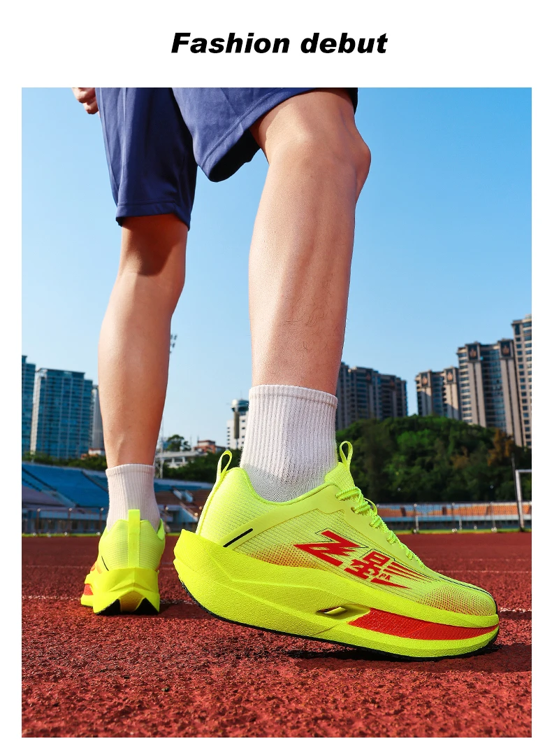 Men Carbon Plate Running Shoes Breathable Athletic Sneakers Shock Absorb Trainers Outdoor Marathon Jogging Women Tennis Shoes
