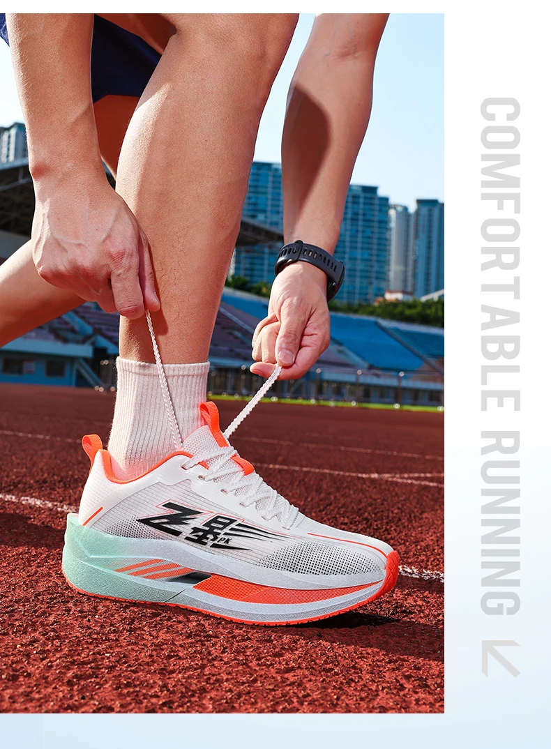 Men Carbon Plate Running Shoes Breathable Athletic Sneakers Shock Absorb Trainers Outdoor Marathon Jogging Women Tennis Shoes