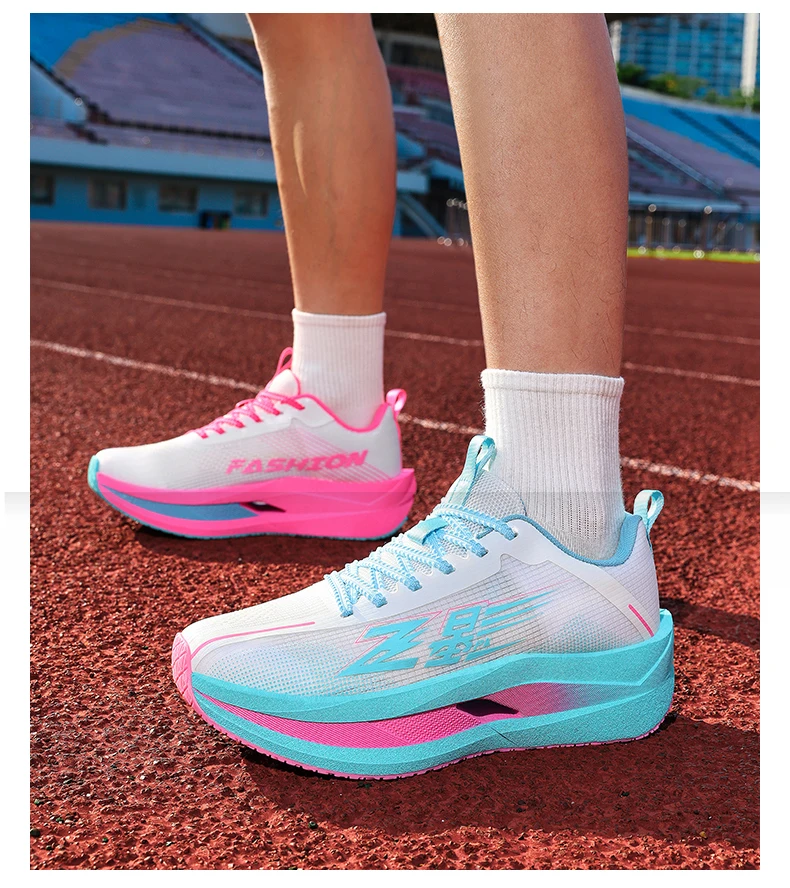Men Carbon Plate Running Shoes Breathable Athletic Sneakers Shock Absorb Trainers Outdoor Marathon Jogging Women Tennis Shoes