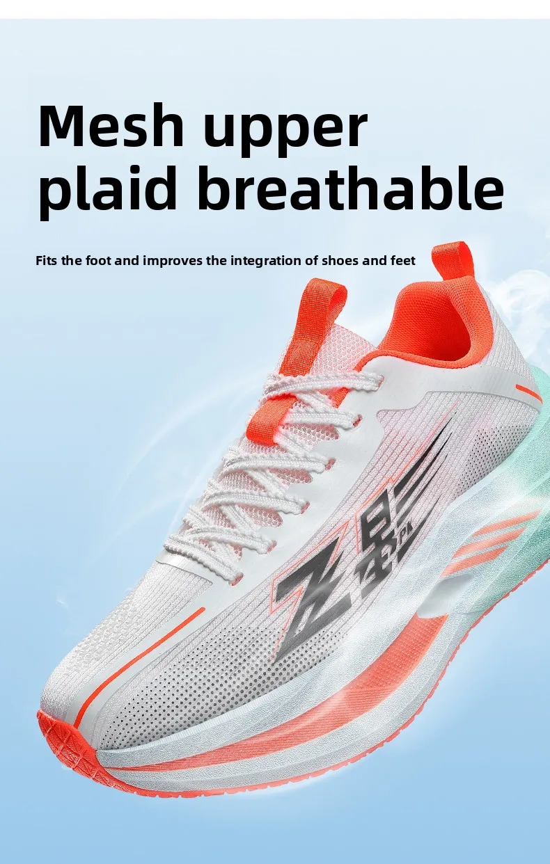 Men Carbon Plate Running Shoes Breathable Athletic Sneakers Shock Absorb Trainers Outdoor Marathon Jogging Women Tennis Shoes
