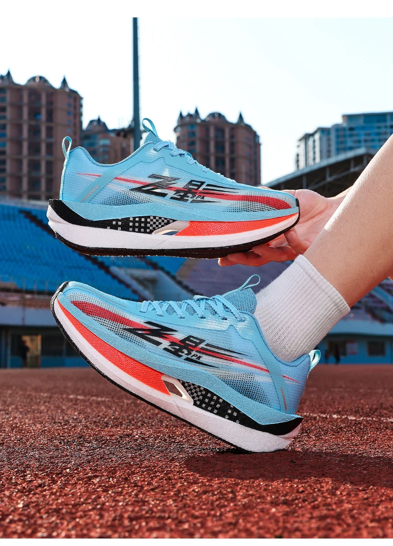 Men Carbon Plate Running Shoes Breathable Athletic Sneakers Shock Absorb Trainers Outdoor Marathon Jogging Women Tennis Shoes