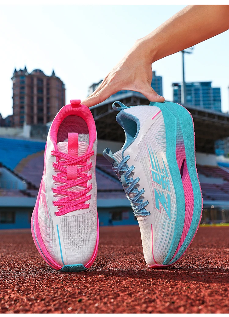 Men Carbon Plate Running Shoes Breathable Athletic Sneakers Shock Absorb Trainers Outdoor Marathon Jogging Women Tennis Shoes