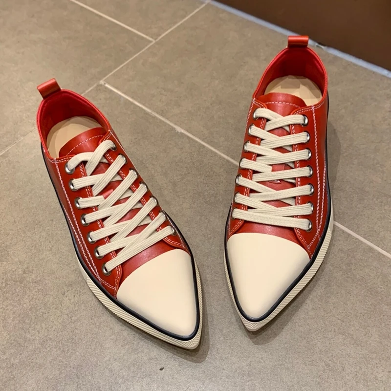 AIYUQI 2026 New Women Platform Sneakers Shoe Pointed Toe Wedge Fashion Casual Shoes Women Antislip Laceup Everyday Female Shoes