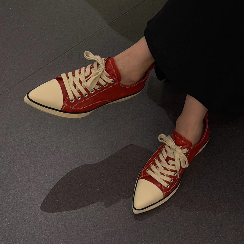 AIYUQI 2026 New Women Platform Sneakers Shoe Pointed Toe Wedge Fashion Casual Shoes Women Antislip Laceup Everyday Female Shoes